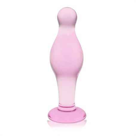 11,3 cm Pürüzsüz Boğumlu Cam Anal Tıkaç Pembe