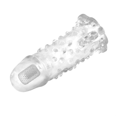 13,5 cm Klitoral Uyarıcılı Titreşimli Şeffaf Penis Kılıfı görsel 3
