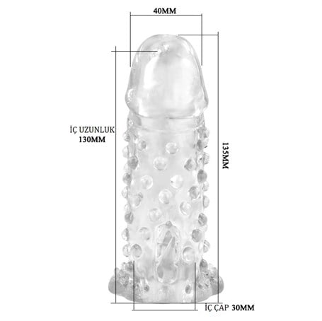 13,5 cm Klitoral Uyarıcılı Titreşimli Şeffaf Penis Kılıfı görsel 4