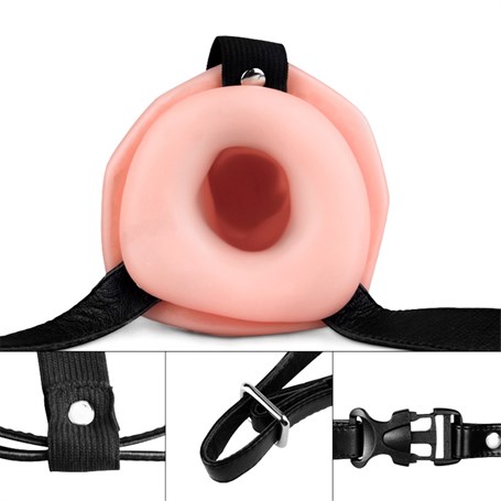 16 cm İçi Boş Belden Bağlamalı Realistik Testissiz Penis Strapon görsel 3