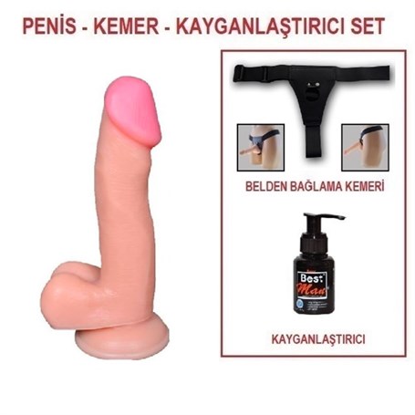17 cm Belden Bağlamalı Realistik Dildo Penis Set