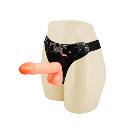 18,2 cm Belden Bağlamalı İçi Dolu Strapon Penis görsel 2