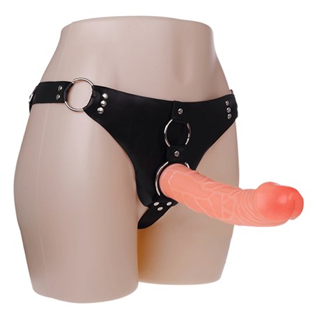 19,8 ve 15 cm Belden Bağlamalı İçi Dolu Çift Strapon Penis görsel 2