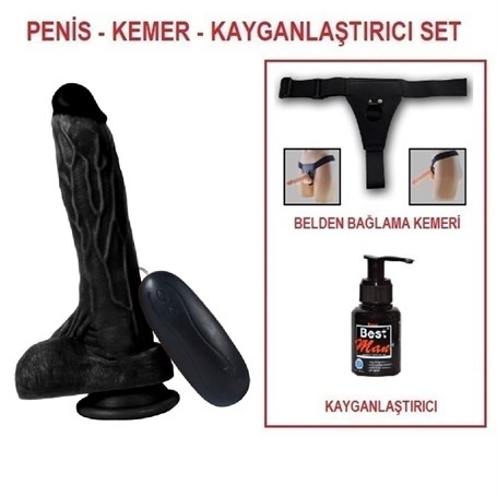 20,5 cm Belden Bağlamalı Titreşimli Gerçekçi Silikon Vantuzlu Zenci Penis - Holy Dragon