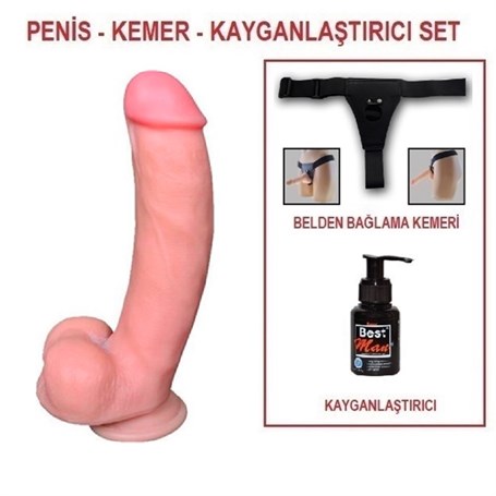 21 cm Belden Bağlamalı Realistik Dildo Penis Set görsel 2