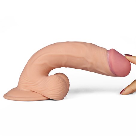 22 cm Gerçekçi Çift Katmanlı Titreşimli Silikon Penis görsel 2