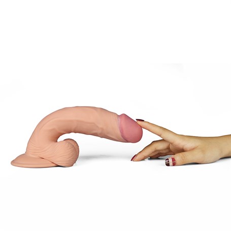 22 cm Gerçekçi Çift Katmanlı Titreşimli Silikon Penis görsel 4