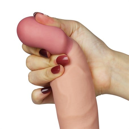 22 cm Gerçekçi Çift Katmanlı Titreşimli Silikon Penis görsel 5
