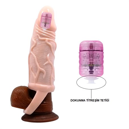 3 cm Dolgu Uzatmalı Titreşimli Penis Kılıfı Prezervatif Vibratör görsel 4