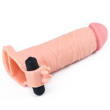 3 cm Uzatmalı Realistik Titreşimli Penis Kılıfı XTender görsel 4