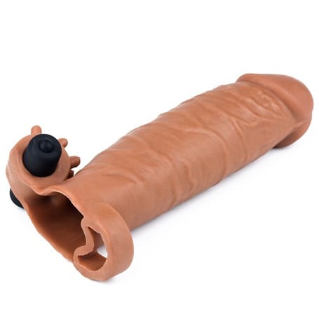 3 cm Uzatmalı Realistik Titreşimli Penis Kılıfı Melez XTender görsel 4