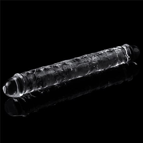 30 cm Şeffaf Çift Taraflı Realistik Dildo Anal Vajinal Penis görsel 5