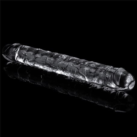 30 cm Şeffaf Çift Taraflı Realistik Dildo Anal Vajinal Penis görsel 4
