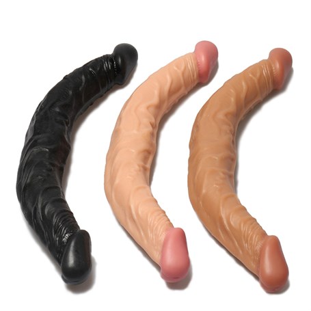 36 cm Çift Taraflı Realistik Dildo Anal Vajinal Penis görsel 4