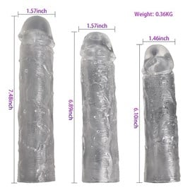 Ucu Dolgulu Uzatmalı 3'lü Şeffaf Penis Kılıfı Seti görsel 2