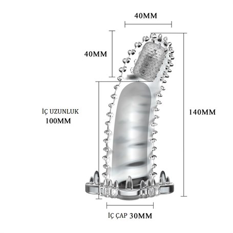 4 cm Uzatmalı Eğik Titreşimli Şeffaf Penis Kılıfı görsel 3