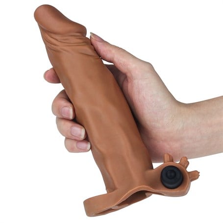 4 cm Uzatmalı Realistik Titreşimli Penis Kılıfı Melez XTender görsel 2