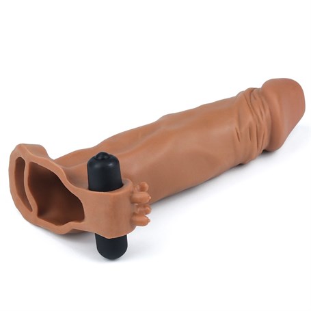 4 cm Uzatmalı Realistik Titreşimli Penis Kılıfı Melez XTender görsel 4