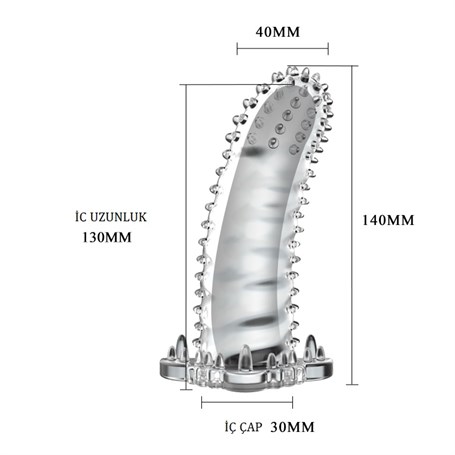 Klitoral Uyarıcılı Tırtıklı Şeffaf Penis Kılıfı görsel 5