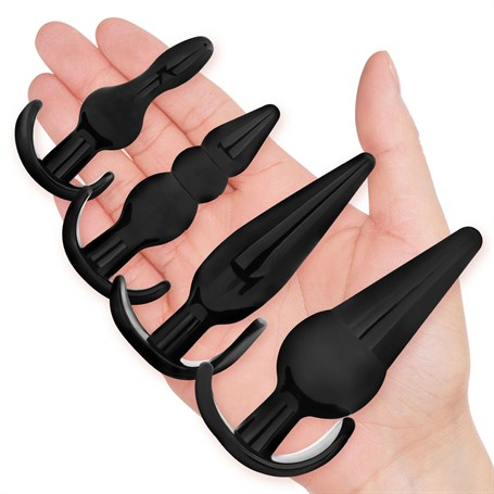 4 Parça Anal Plug Seti - Siyah görsel 4