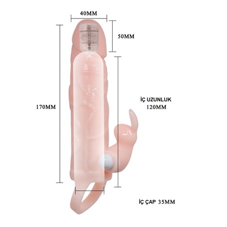 5 cm Dolgu Uzatmalı Titreşimli Penis Kılıfı Prezervatif Vibratör görsel 4