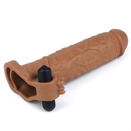 5 cm Uzatmalı Realistik Titreşimli Penis Kılıfı Melez XTender görsel 4