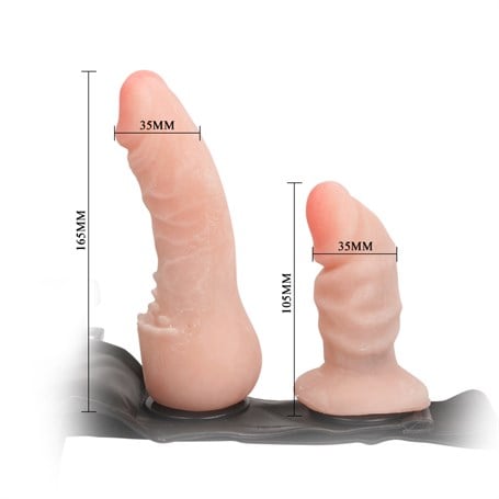 Belden Bağlamalı Çift Taraflı İçi Dolu Strapon Penis görsel 5