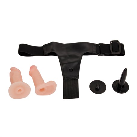 Belden Bağlamalı İçi Dolu Çift Strapon Penis görsel 5