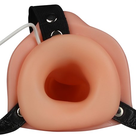 Belden Bağlamalı Titreşimli 12,5 cm İçi Boş İkili Çatal Strapon Penis görsel 3