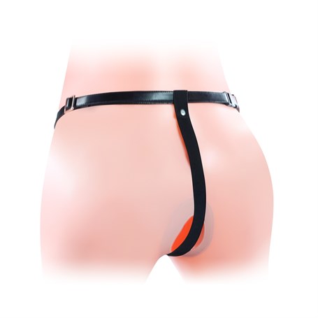 Belden Bağlamalı Titreşimli 17 cm İçi Boş İkili Çatal Strapon Penis görsel 4
