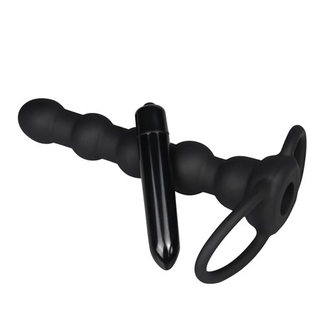 Çift Kavrama Halkalı Titreşimli 14 cm Anal Plug Vibratör Mastürbatör görsel 2