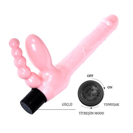 Çift Taraflı Strapon Belden Bağlamalı G-Spot Vibratör Anal Plug görsel 5