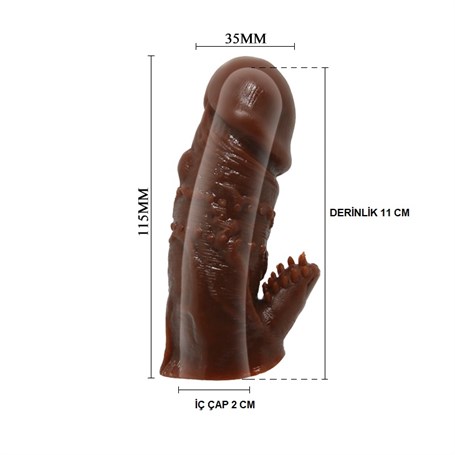 Klitoral Uyarıcılı Tırtıklı Damarlı Penis Kılıfı görsel 5