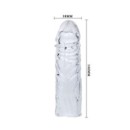 14 cm Damarlı Uzatmalı Şeffaf Silikon Penis Kılıfı görsel 3