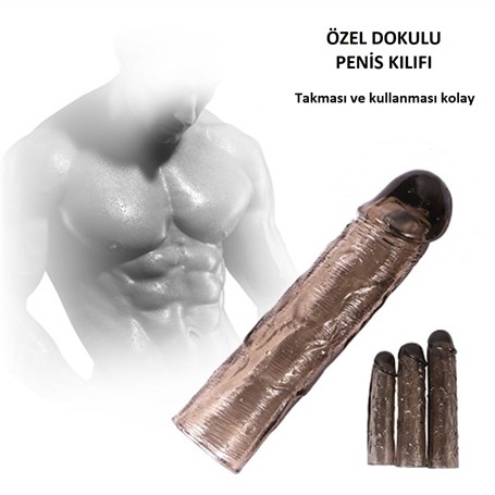 Ucu Dolgulu Uzatmalı 3'lü Zenci Penis Kılıfı Seti görsel 2